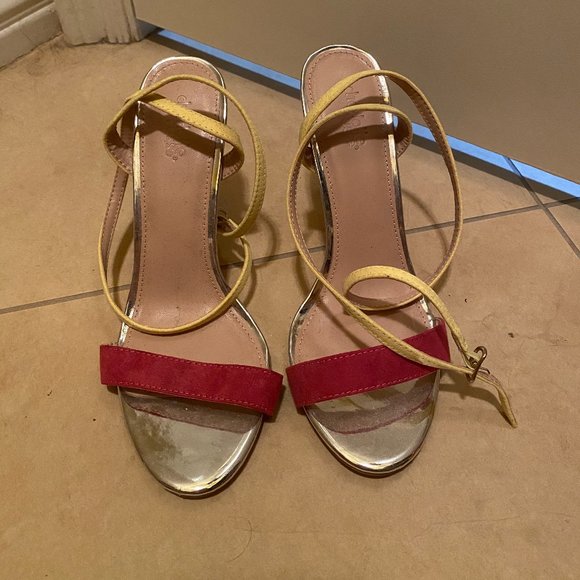 Ankle Wrap Multicolored Heels - Picture 1 of 4
